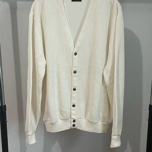 Vintage 80s 90s Oakton Limited Ivory Button Up Cardigan Sweater Men's L/XL